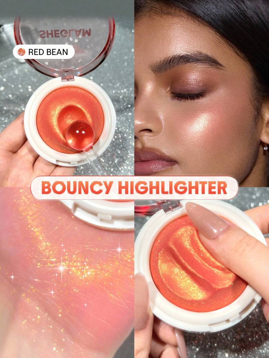 SHEGLAM Glowchi Bouncy Illuminante-Red Bean Marchio Bellezza Trucco Cosmetico Per Donne Ragazze Perfetto Per Autunno Inverno Ideale Per Y2K Elegante Moda Adatto Per Compleanno Natale Presente Festa Pronto Migliore Colore