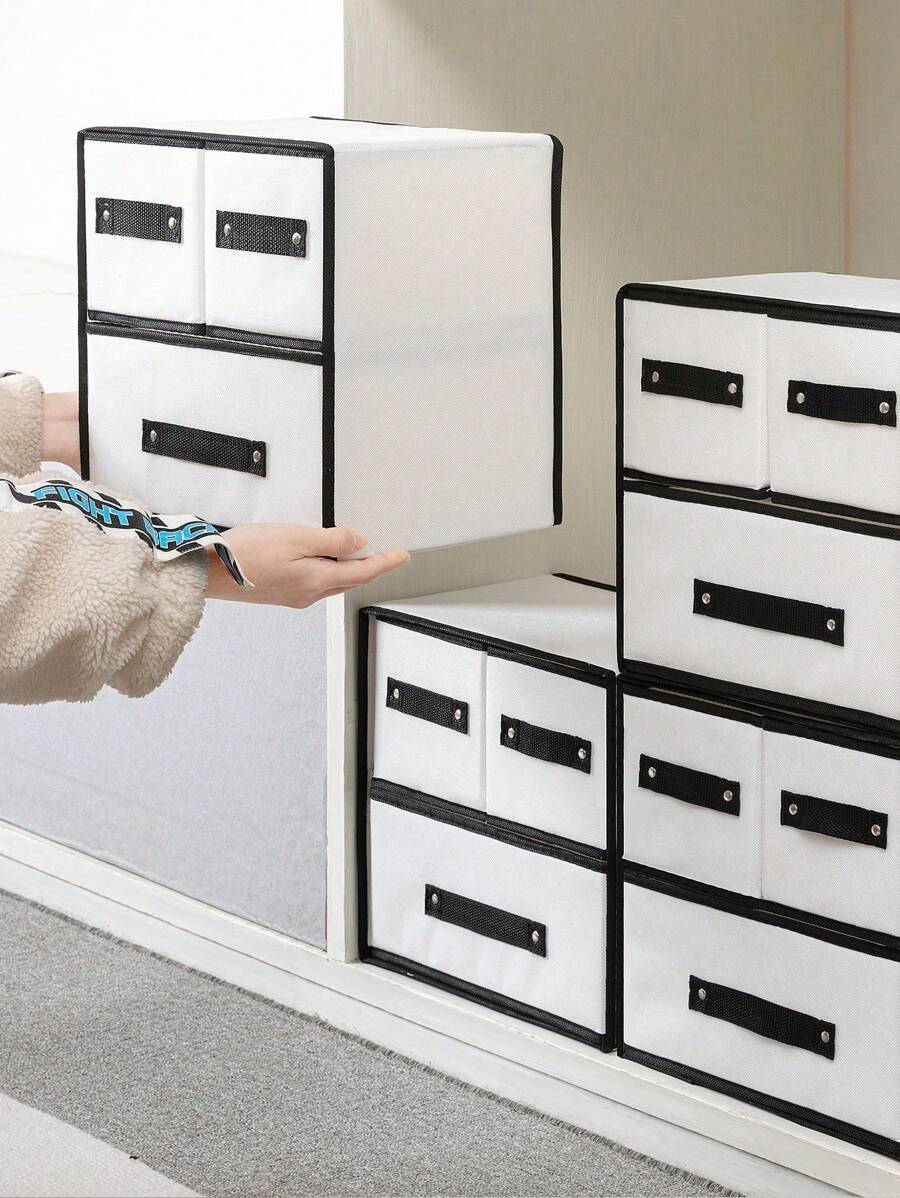 1pc Wardrobe And Underwear Storage Box, Drawer Style Fabric Sorting Box, Covered Compartment For Socks, Underwear, Underwear Storage Artifact, Dormitory Multi-Layer Storage Box, Multifunctional Desktop Storage Box