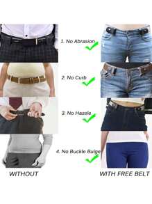 无需钻孔的裤子延长带 - 孕期增重旅行带解决方案 - 藍色 - 查看 3