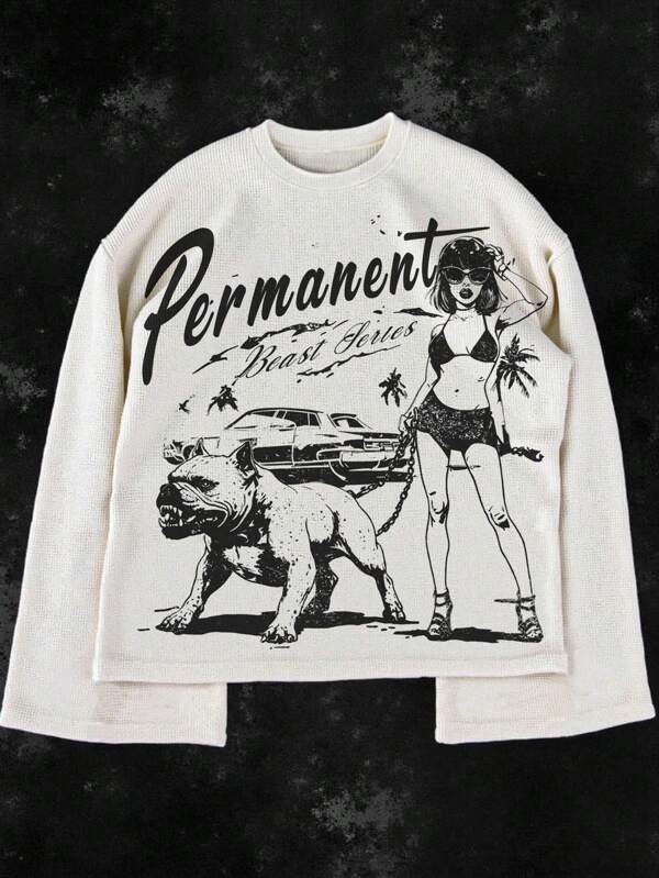 Noixe Stile di strada in stile Y2K Graffiti Print Lohirt, Loose Fit e Retro Punk, adatto per l'uso quotidiano