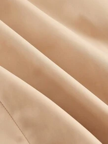 SHEIN MOD 女士优雅光泽面料双排扣无袖风衣，老钱风格，秋冬复古风 - 駝色 - 查看 5