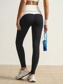 VARSITIE Kontrasfarbige Mesh-Patchwork-Leggings mit hoher Taille, modisch für den Sport
