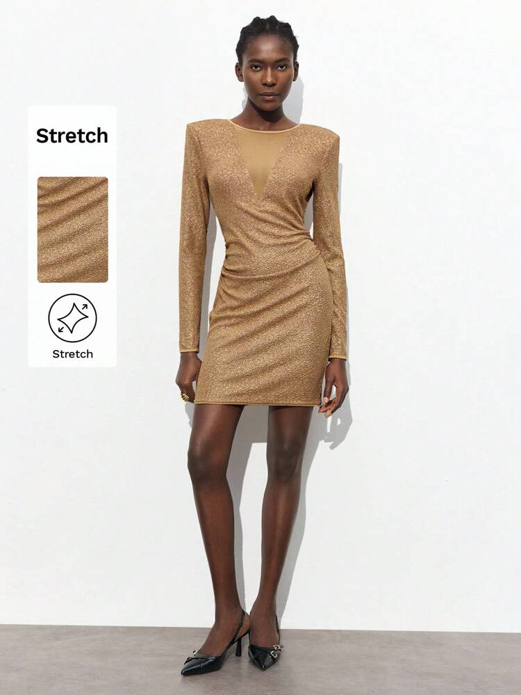 SHEIN Maija Women's Elegant Sequins Splicing Black Mesh Short Dress, Sexy Bodycon Style, Ideal For Christmas And Autumn Romantic, Fashion, Versatile; Suitable For Summer Vacation, Comfortable, Bohemian Style, Beach Wear, Swimsuit Cover-Up, Stylish, Elegant, Casual, , Simple Daily Wear, Country Style, Essential, Solid Color, Holiday Casual, Decent, Single Lady, Ideal For Vacation Elegant Fashion Business Casual Woman Going Out Tops Graduation Outfit European Summer Hawaii Outfits Women Summer Dresses For Women Streetwear Women Stockholm Style Teacher Outfits For Women