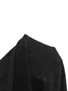 Breezaya Vestido casual de verano con tirantes finos y estampado jacquard para mujer talla grande - Negro - Ver 6