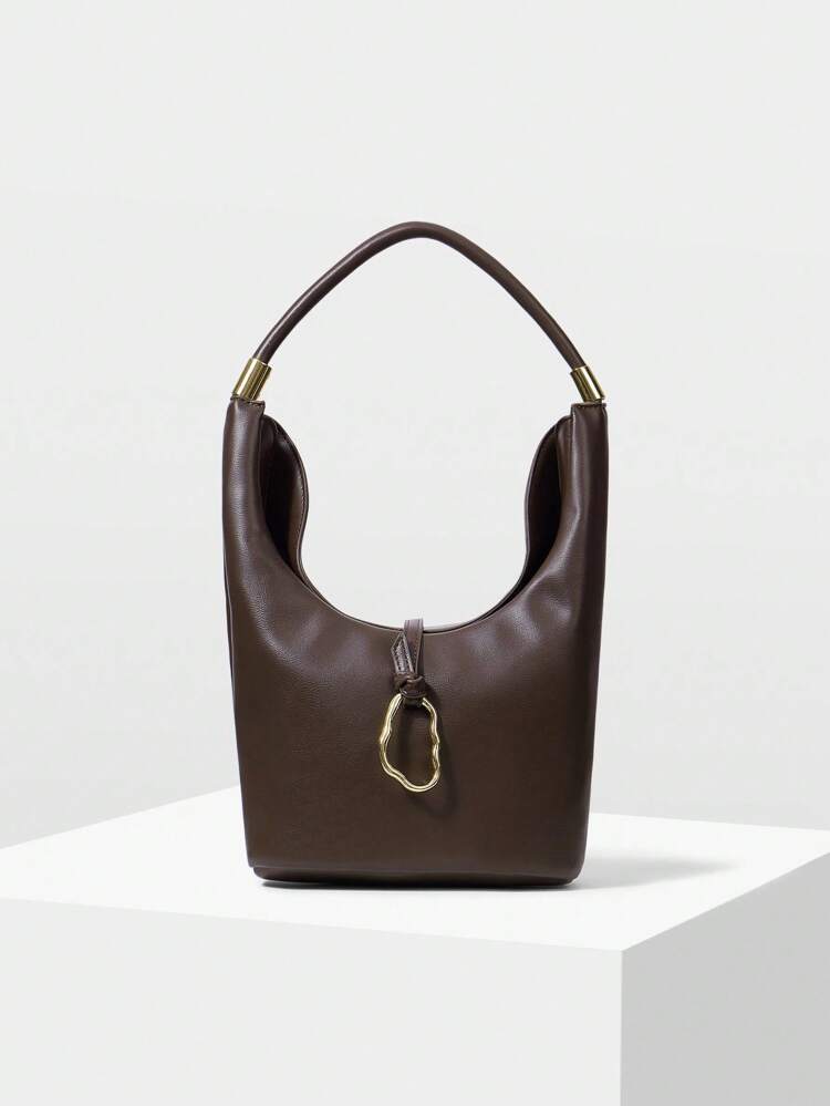 BUCKLE PU LEATHER SHOULDER BAG