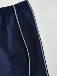 SHEIN Explorewe Pantalones casuales anchos de cintura elástica de unicolor para niñas preadolescentes - Azul - Ver 5