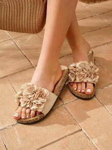 Styleloop Women's Flat Sandals, Bohemian Style Western Music Festival Party Beach Holiday Slippers - Apricot - View 4