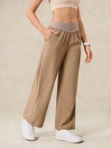 OutZeal Stretch Drawstring Hem Straight Leg Pants Vacation Daily Casual - Khaki - View 11