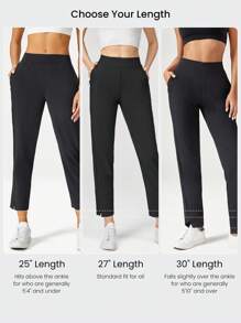 GLOWMODE 25'' VitalSwift Ultra-Light Petite Tapered Slim-Fit Slit Work Joggers Pants With Side Pockets Daily Casual Fall