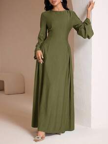 Veilorie Women's Mint Green Extra Long Dress With Back Ribbon Tie, Summer