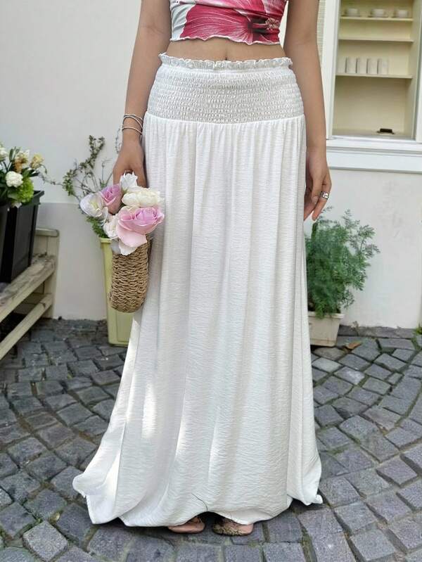 SHEIN Teens Girls' Casual Simple Comfortable Elastic Waist Skirt