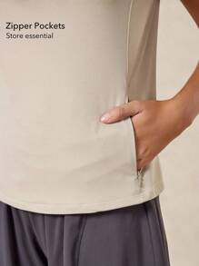 OutZeal Women Sports Sweatshirt Gym Wear Golf Polo Long Sleeve UV Protection Cool Touch Stand Collar Half-Zip Top - Khaki - View 4