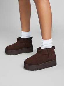 Solezae 女士时尚舒适冬季一脚蹬保暖踝靴 - 咖啡棕 - 查看 4