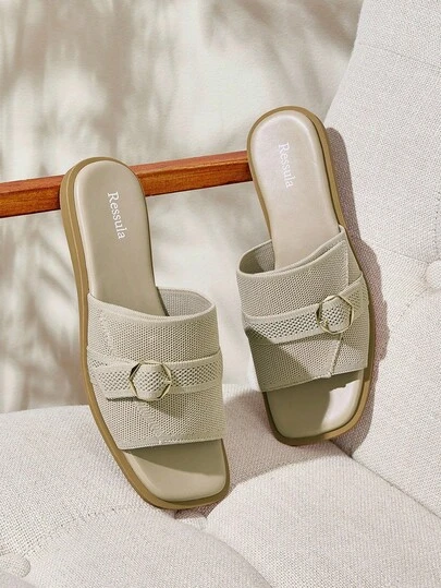 Ressula Dép đế bằng đơn giản, thời trang, đa năng, mùa hè