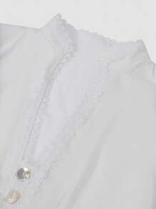 Fairmaia Women's Solid Color Lace Patchwork Long Sleeve Traditional German Top Breathable Lace Top In Plain Color, Traditional Summer Fashion, Dirndl - White - View 6