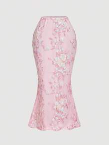 SHEIN MOD 女士优雅亮片刺绣美人鱼下摆裙、可爱上衣、舞会裙、生日、节日场合、返校、女士正式装、万圣节、乡村音乐会、狂欢、2000 年代风格、夏季、波西米亚风、巡航 - 粉色 - 查看 5