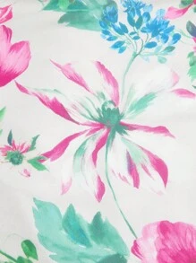 Maija 女式杏色花卉印花网眼连衣裙，优雅性感度假装，圆领，长袖，简约日常风格 - 粉色 - 查看 10