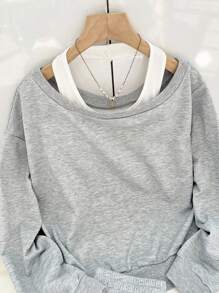 SHEIN 3件套女士休闲吊带阔腿运动衫套装