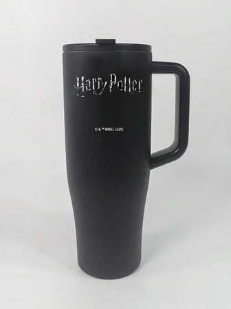 HARRY POTTER X SHEIN 1 st vattenflaska med svart handtag, lämplig för hem, kontor eller bil, vakuumisolerad vattenflaska, återanvändbar kopp