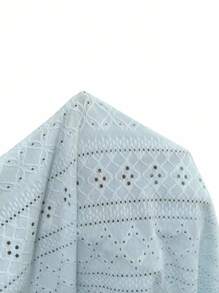 Breezaya 大码女式提花细肩带刺绣细节无袖夏季连衣裙 - 藍色 - 查看 6