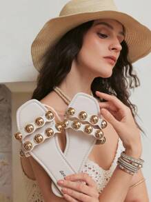 Styleloop Women's Flat Sandals, Vacation Style BOHO Outfit, American Retro Bohemian Western Music Festival Party Outfit