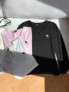 Comfortcana 多件装休闲百搭针织女式T恤 - 彩色 - 查看 5