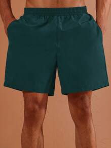 SUMWON Pantalones cortos de playa con cordón, pantalones cortos de natación para verano, vacaciones, ropa de playa, resort, cintura elástica, ropa de viaje, uso en la piscina de longitud media