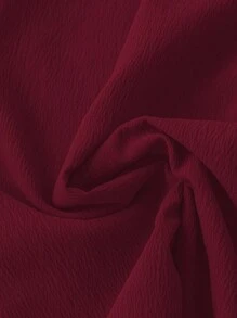 SHEIN LUNE CURVE 大码女式无袖 V 领连衣裙，袖口和衣领处有荷叶边，休闲舒适，适合日常通勤 - 酒紅色 - 查看 4