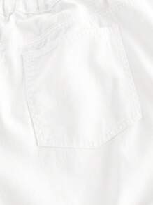 SHEIN MOD 大码休闲百搭纯色阔腿牛仔裤，白色宽松牛仔裤，女士办公着装，办公室服装，商务休闲，工作，教师，返校季，全白宽松牛仔裤 - 白色 - 查看 4