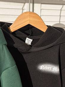 SHEIN 多件装连帽卫衣，带字母和图案印花，带口袋，休闲时尚，适合返校季 - 彩色 - 查看 5