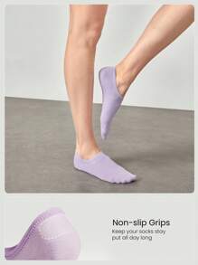 GLOWMODE 3 Pairs Invisible No-Show Socks Walk A Mile Soft Grip Daily Studio Workout Gym - Multicolor - View 2