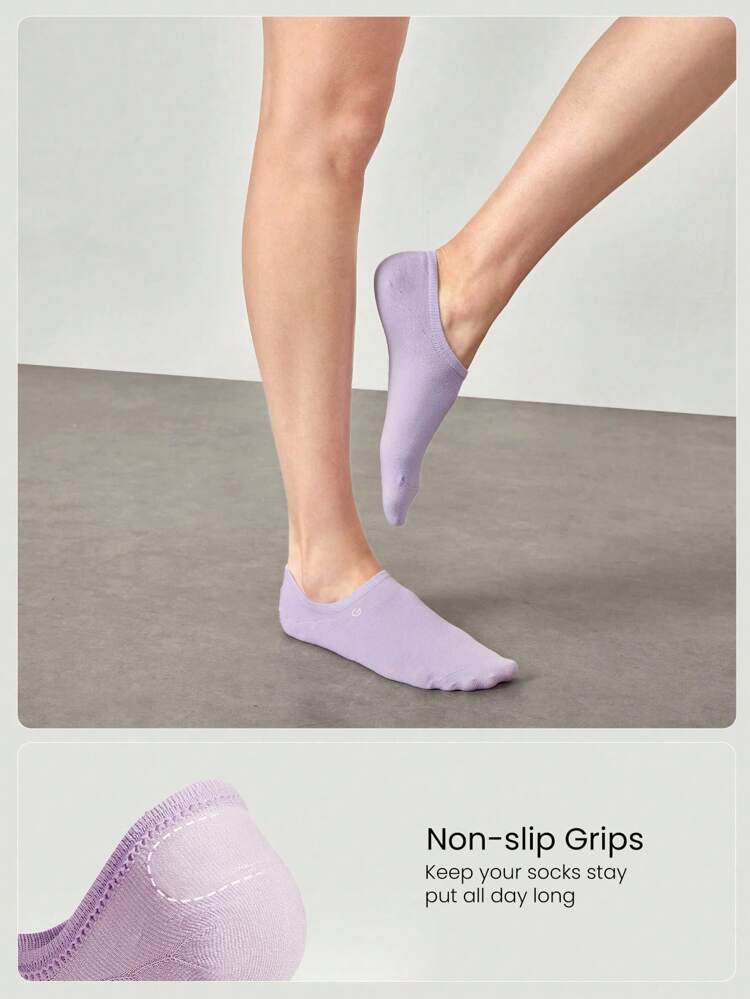 3 Pairs Invisible No-Show Socks Walk A Mile Soft Grip Daily Studio Workout Gym