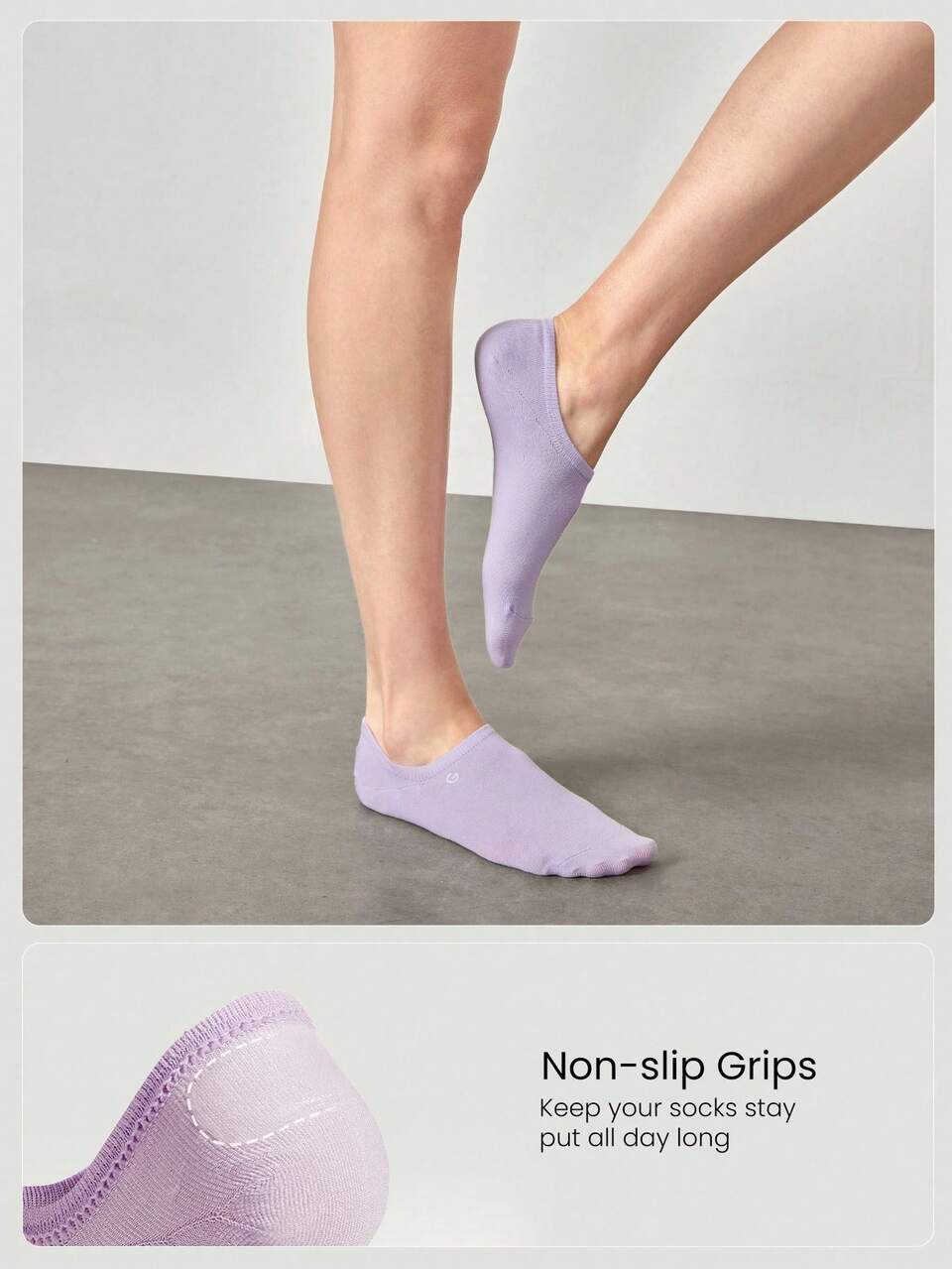 3 Pairs Invisible No-Show Socks Walk A Mile Soft Grip Daily Studio Workout Gym