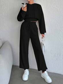 EURMUSE Hodie Sweater And Joger Pant 2 Pcs S ,Petite Women - Black - View 5