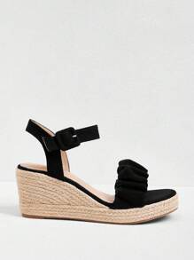 Styleloop Women's Woven Rope Platform Wedge Sandals, Vacation Style BOHO Chic Retro American Western Music Festival Party Outfit For Christmas Valentine's Day Holiday Travel Essential Boho - Black - View 2