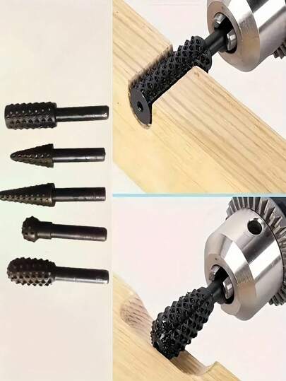 5 piezas Set de herramientas de talla rotativa para carpintería - cinceles de madera, rebabas, brocas para tallar, pulir, ding, herramientas para hombres