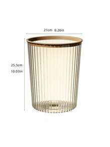 1pc家用垃圾桶清洁桶大容量家用浴室卫生间客厅卧室轻奢高端压圈新现代简约透明 - 駝色 - 查看 2