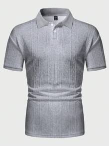 Manfinity Homme Men's Front Button Short Sleeve Casual Top, Everyday Wear - Light Grey - View 3