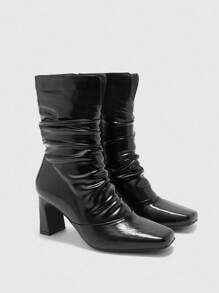 CUCCOO BIZCHIC Women's Pointed Toe Ruched Fashionable Ankle Boots And Ankle Boots - Black - View 9