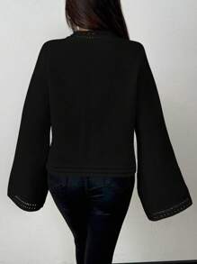 Selianne Women's Solid Color Long Sleeve Loose Knit Cardigan With Front Tie Fall Winter Cloth For Women