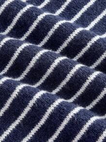 SHEIN MOD Navy Blue Striped Knitted Bodycon Mini Skirt, Women Woolen Skirt - Navy Blue - View 5