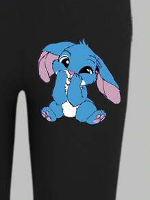 SHEIN Sparklyn 女童休闲时尚可爱卡通针线字母标语印花 T 恤和紧身裤 2 件套 - 彩色 - 查看 6