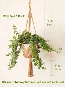 Colgante de planta de macramé hecho a mano con borlas - Soporte colgante de cuerda de algodón para macetas para decoración interior del hogar, decoraciones de tablón de pared bohemio - Multicolor - Ver 8