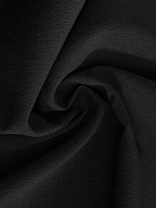 Elaquor 大码女式两件套纯色单排扣长袖荷叶边下摆衬衫和裤子，休闲装 - 黑色 - 查看 7