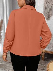 EMERY ROSE Plus Size Women Waist-Cinched Short Lightweight Casual Outwear Winter Fall Autumn - Orange - View 2