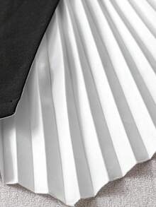 Modelyn Plus Size Elegant Commuting Colorblock Pleated Blazer Jacket In Fall/Winter - Multicolor - View 5