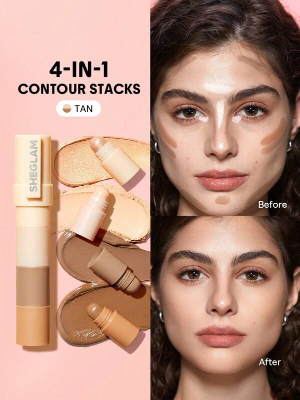 SHEGLAM Multi-Glam Face Pen-Tan 5-Farben-Konturstift, Nicht Fettend, Langanhaltend, NatüRlicher Highlighter, Doppelt Verwendbar, Vielseitig Einsetzbar, GläTtet Feine Linien, Cremige Kontur Abschluss Geburtstag Urlaub Sommer Herbst Autumn Y2K Schick Mode Frauen Make-Up Kosmetik Party Strand Reise Camping DraußEn Schule Campus Ausflug Festivals Dekoration Geschenk PräSent Rose MäDchen Cosplay Beste Farbe Charme AtmosphäRe