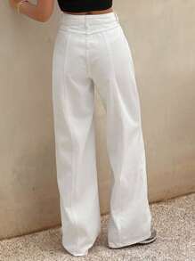 Livesso Jeans casual con gamba ampia e colore tinta unita per le donne