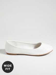 SHUZIA Wide-Fit Women's Elegant Minimalist Ballet Flats - White - View 7