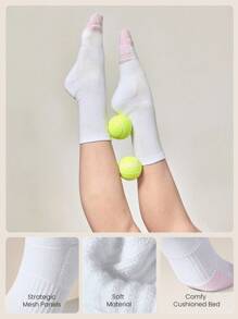 GLOWMODE 3 Pairs Socks Soft Ventilated Mesh With Embroidered Logo Workout Daily Casual - White - View 2